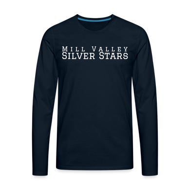 mens silver stars long sleeve #2 - deep navy