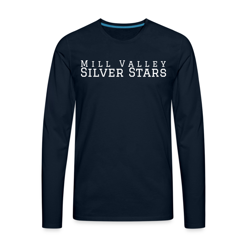 mens silver stars long sleeve #2 - deep navy