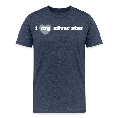 I heart my silver star (mens) - heather blue