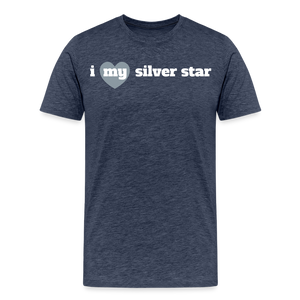 I heart my silver star (mens) - heather blue
