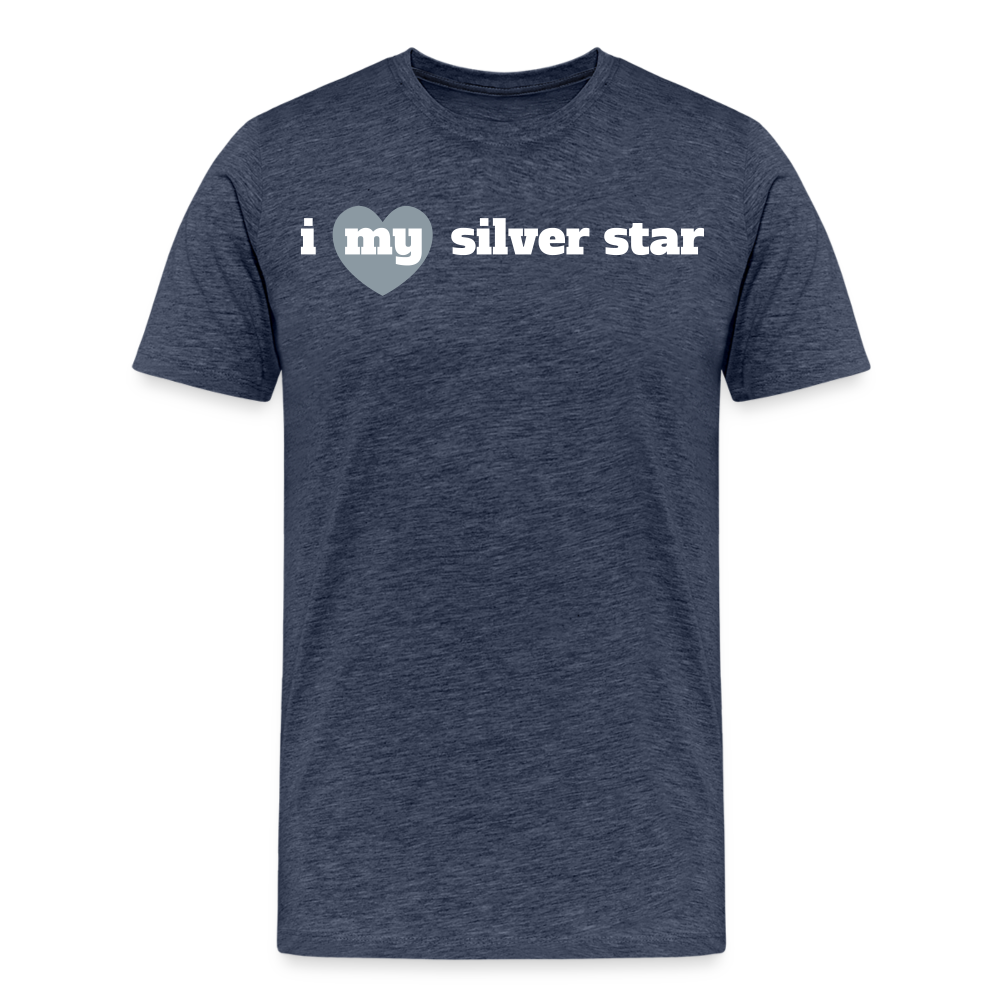 I heart my silver star (mens) - heather blue