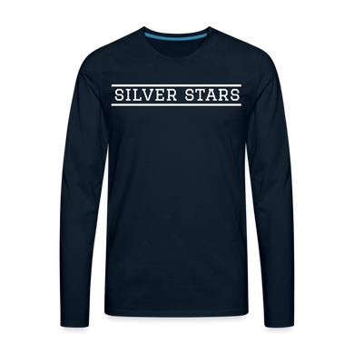 Men's LS Silver Stars white lines - deep navy