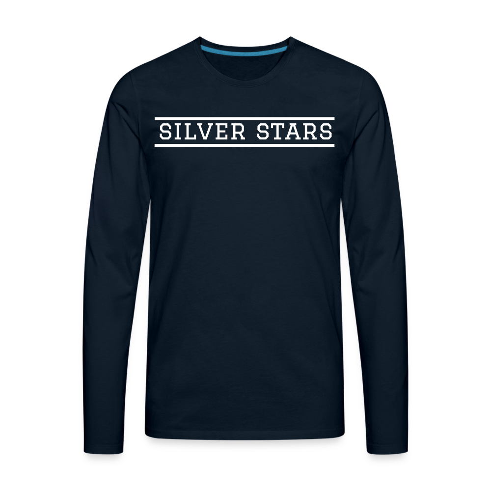 Men's LS Silver Stars white lines - deep navy