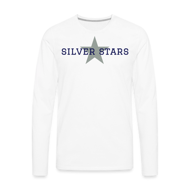Men's silver stars white LS with star - white