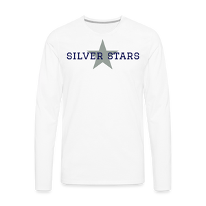Men's silver stars white LS with star - white