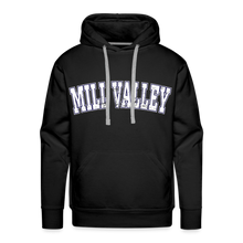 Load image into Gallery viewer, Mill Valley Hoodie White distressed Jaguard sleeve - black
