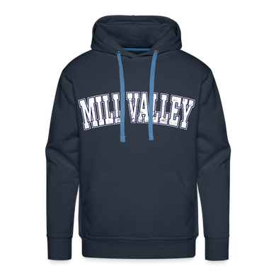 Mill Valley Hoodie White distressed Jaguard sleeve - navy