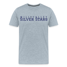 Load image into Gallery viewer, Mill Valley Silver Stars White SS w/ MV on R/S - heather ice blue
