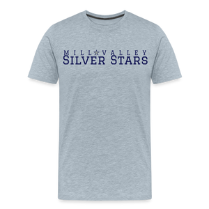 Mill Valley Silver Stars White SS w/ MV on R/S - heather ice blue