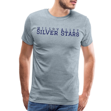 Load image into Gallery viewer, Mill Valley Silver Stars White SS w/ MV on R/S - heather ice blue

