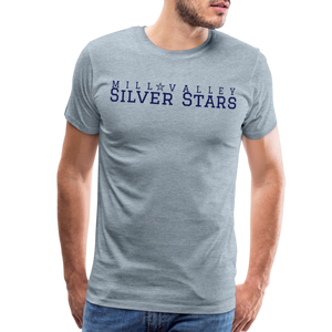 Mill Valley Silver Stars White SS w/ MV on R/S - heather ice blue