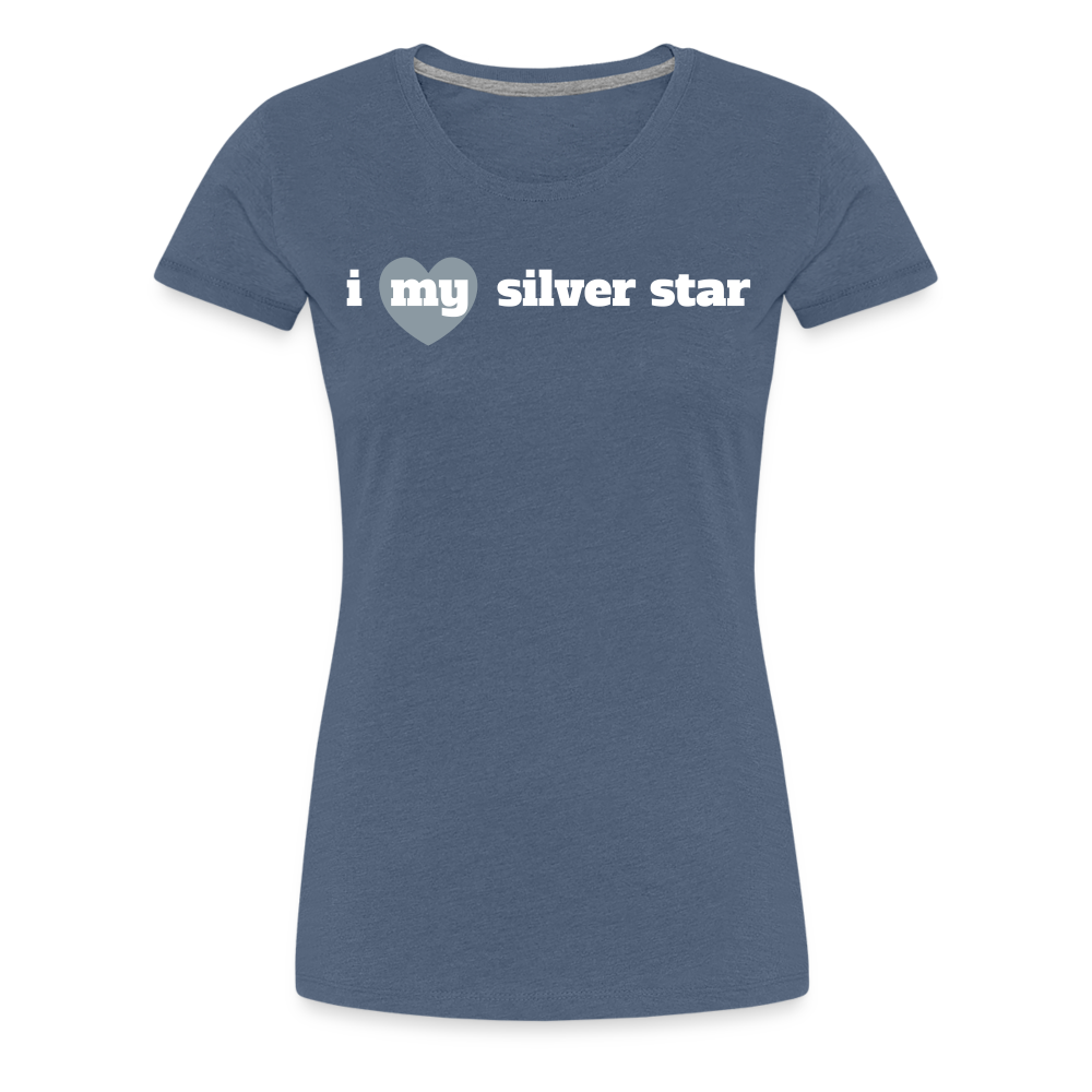 I heart my silver star (women's cut) - heather blue