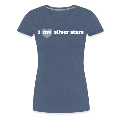 i heart MV silver stars - heather blue