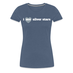 i heart MV silver stars - heather blue