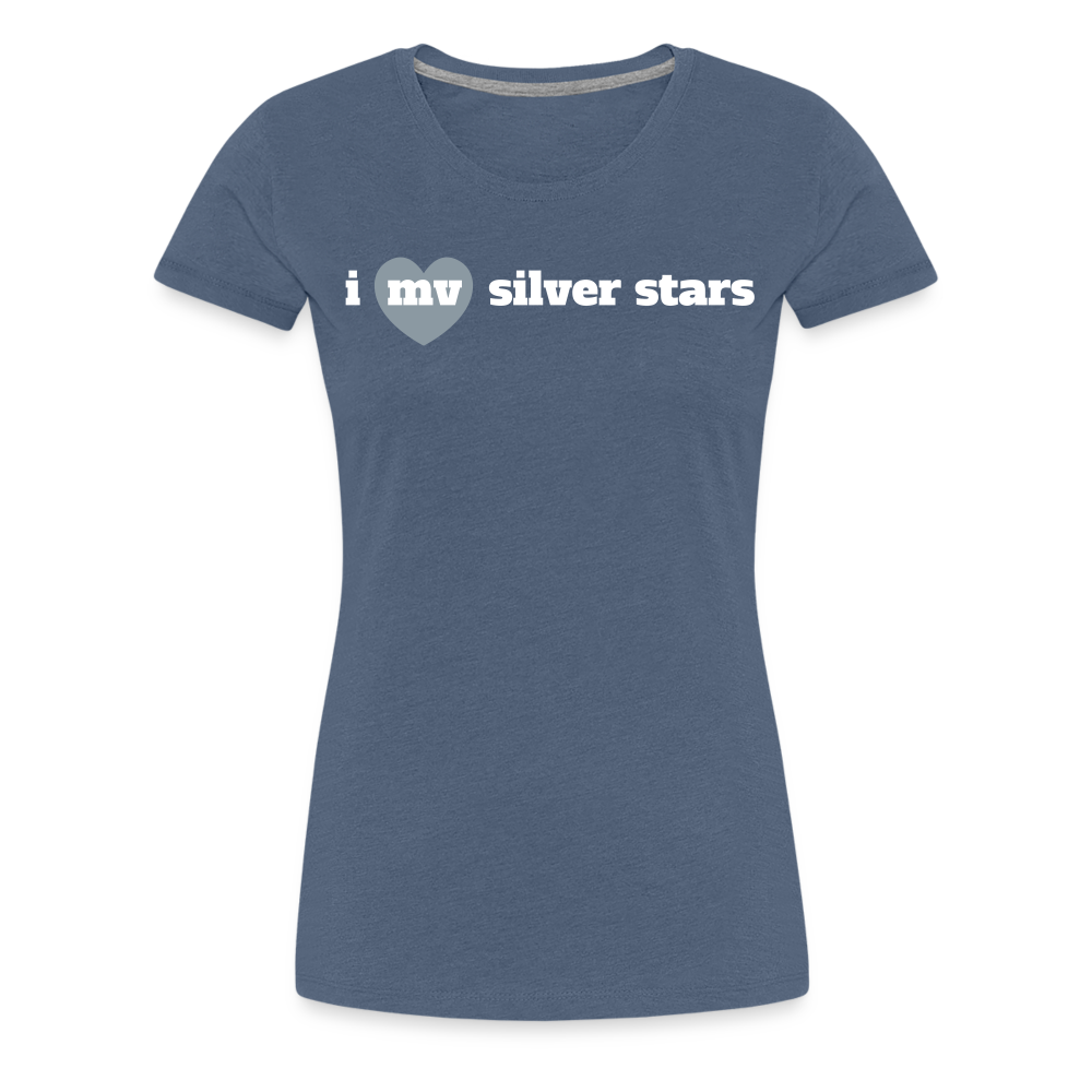 i heart MV silver stars - heather blue