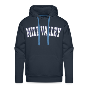 Mill Valley Hoodie, Distressed lettering - navy
