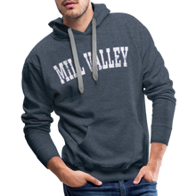 Load image into Gallery viewer, Mill Valley Hoodie, Distressed lettering - heather denim
