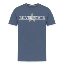Load image into Gallery viewer, Men&#39;s Silver Stars with Star and MV on back - heather blue
